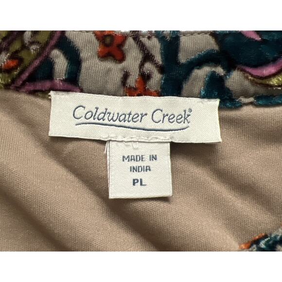 Coldwater Creek Blouse Women LP Floral Velvet Burn Out Pull Over Tunic Boho - Picture 3 of 13